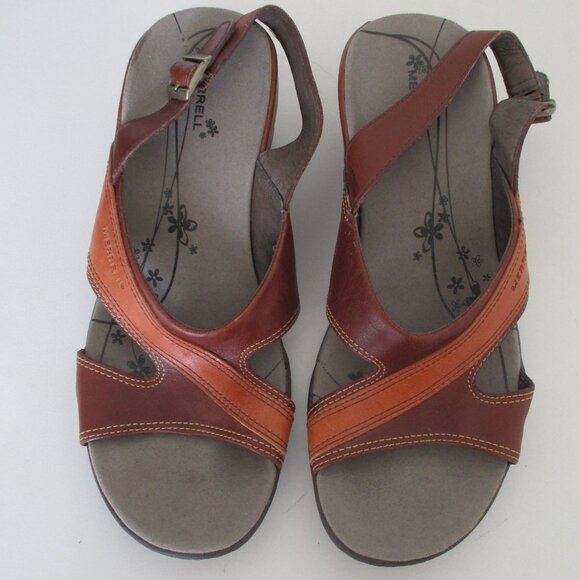 Merrell Womens Brown Leather Slingback 2" Wedge Sandal NWOB - Size 6M - Picture 4 of 8